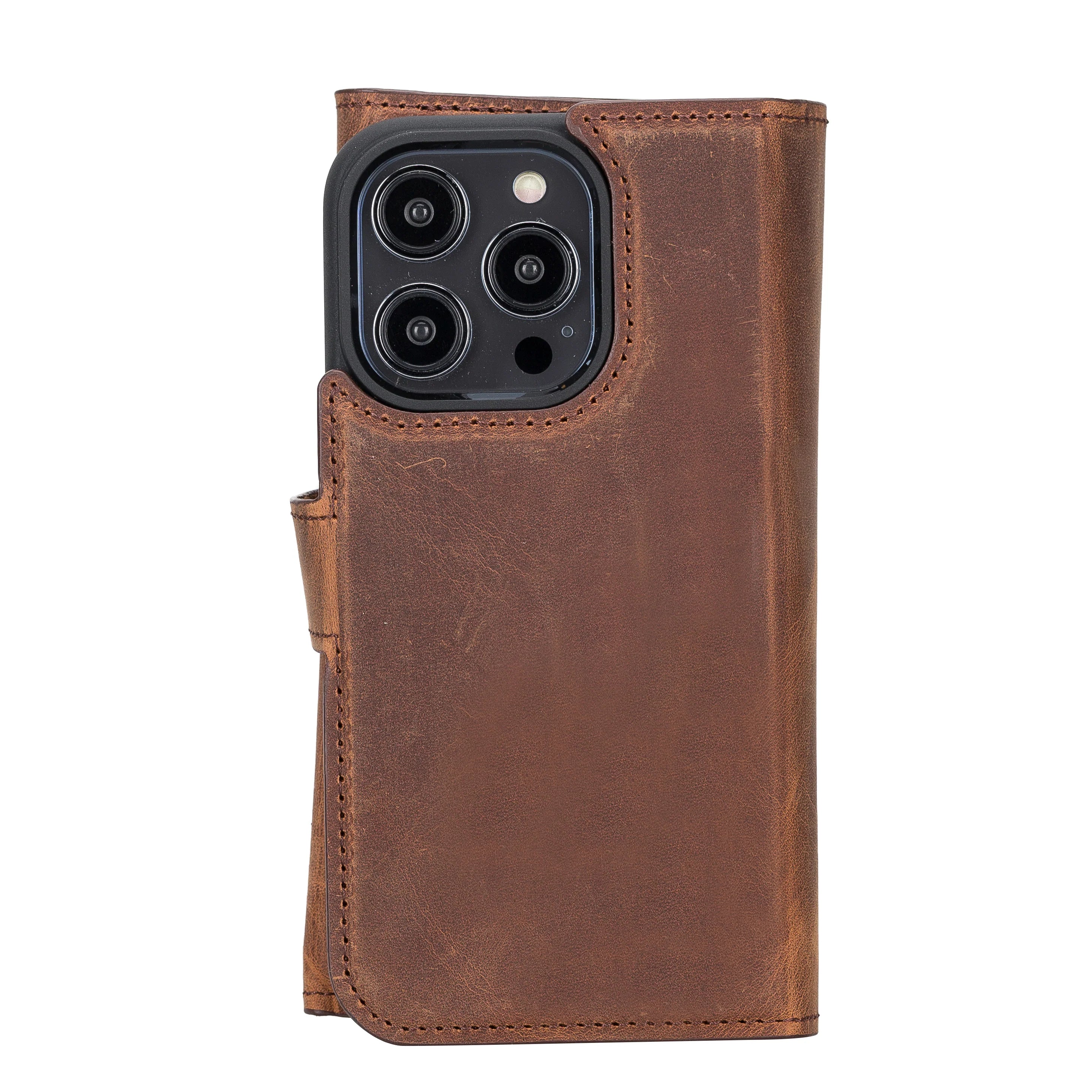 Santa iPhone 14 Pro Genuine Leather Detachable Wallet Case