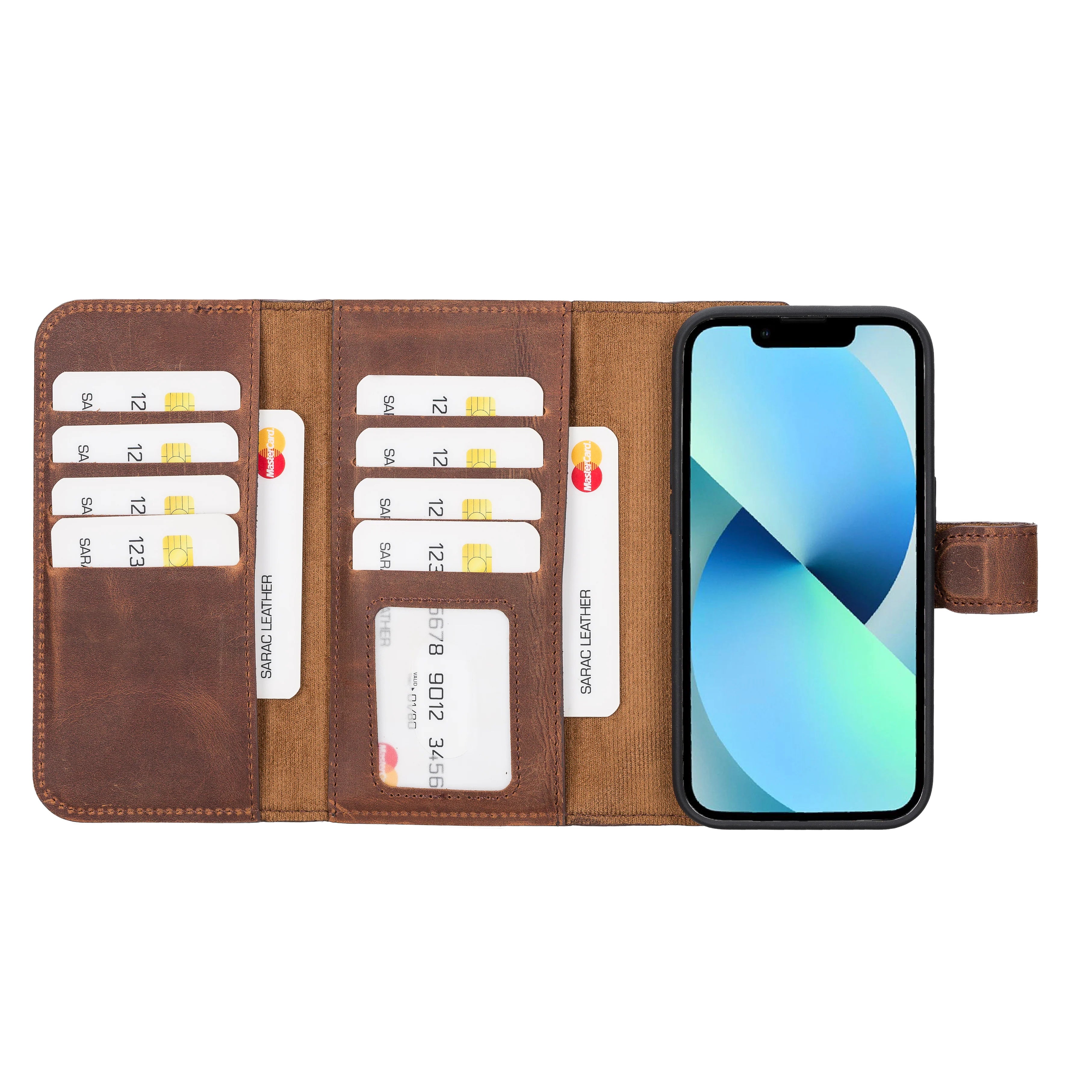 Santa iPhone 14 Pro Genuine Leather Detachable Wallet Case