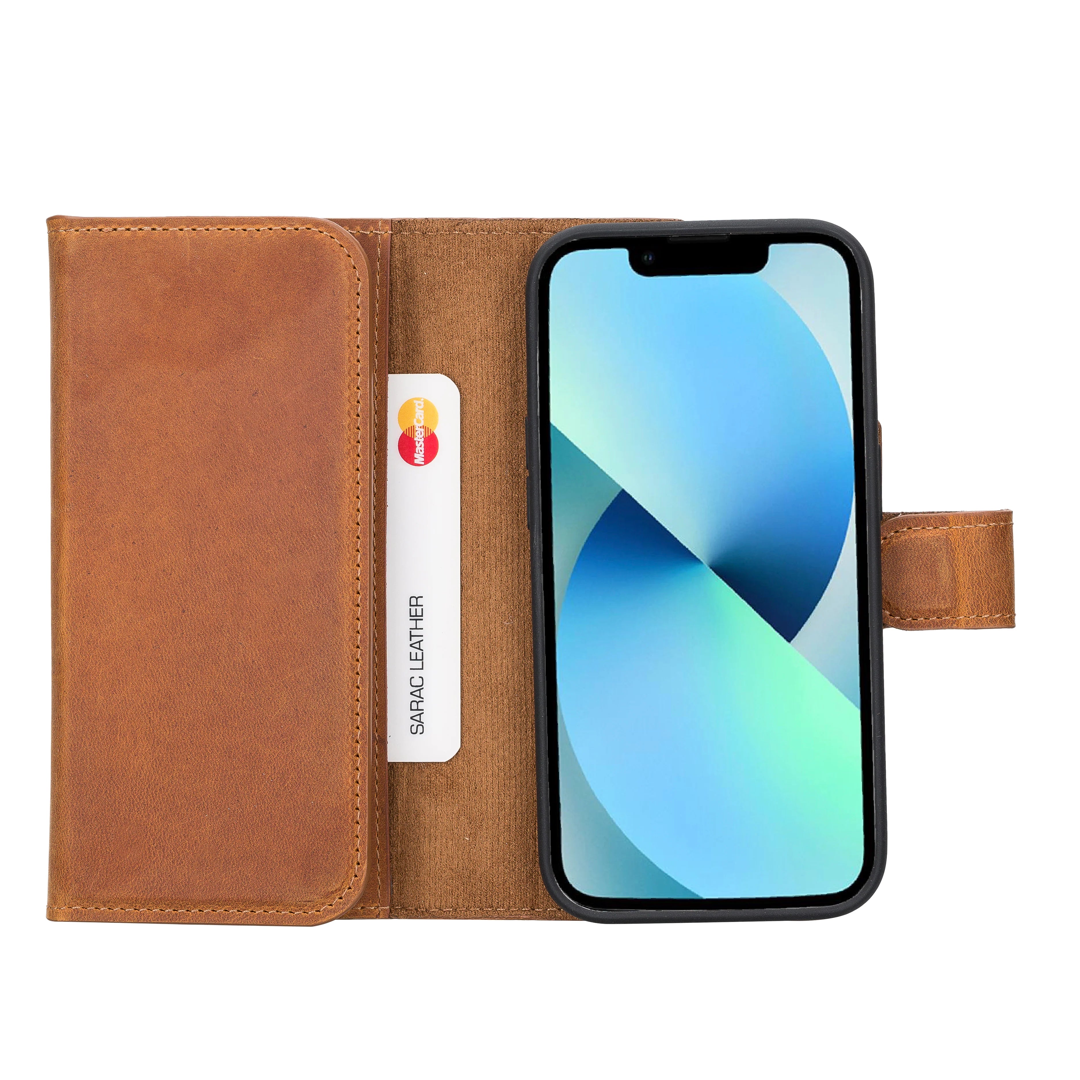 Santa iPhone 14 Pro Genuine Leather Detachable Wallet Case