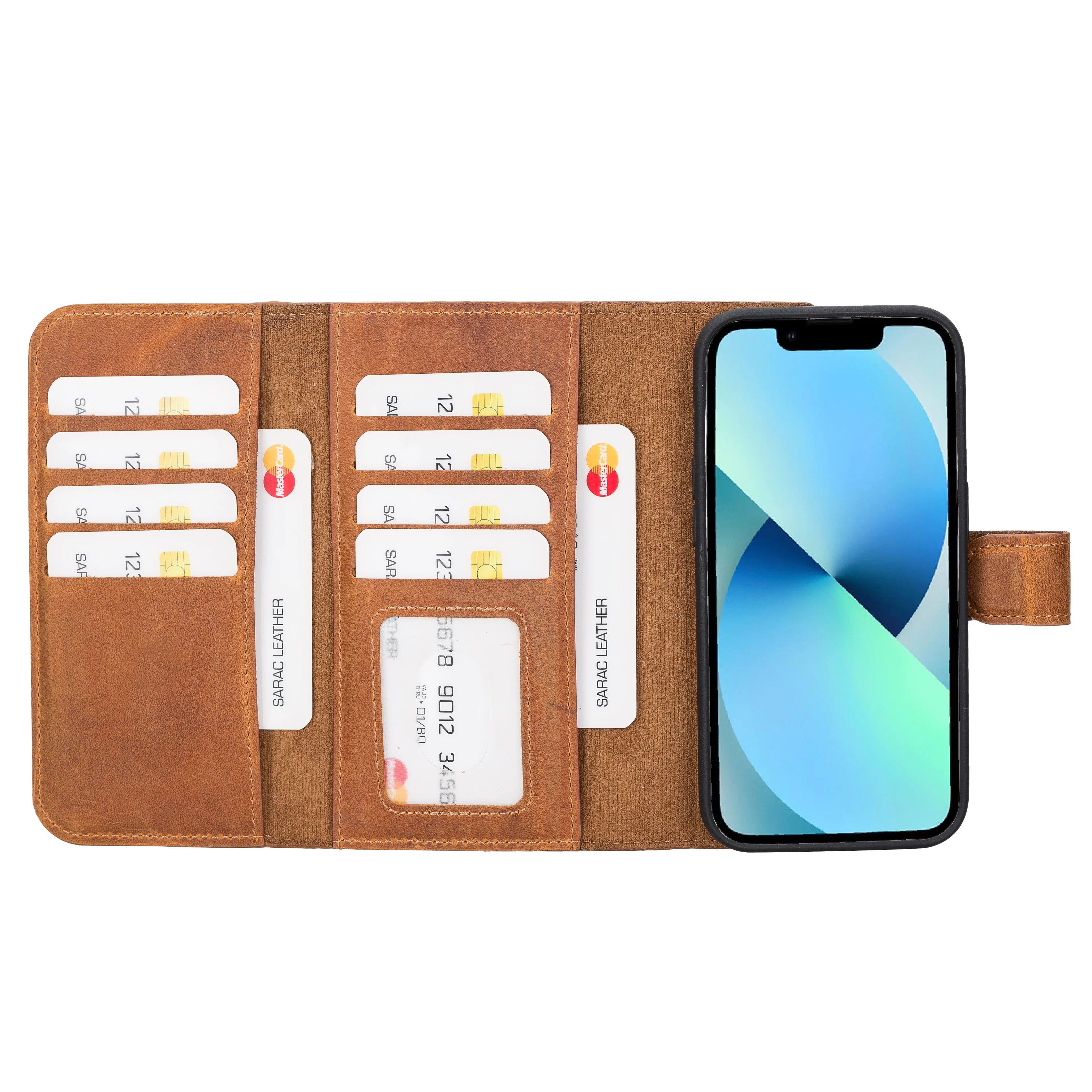 Santa iPhone 14 Pro Genuine Leather Detachable Wallet Case