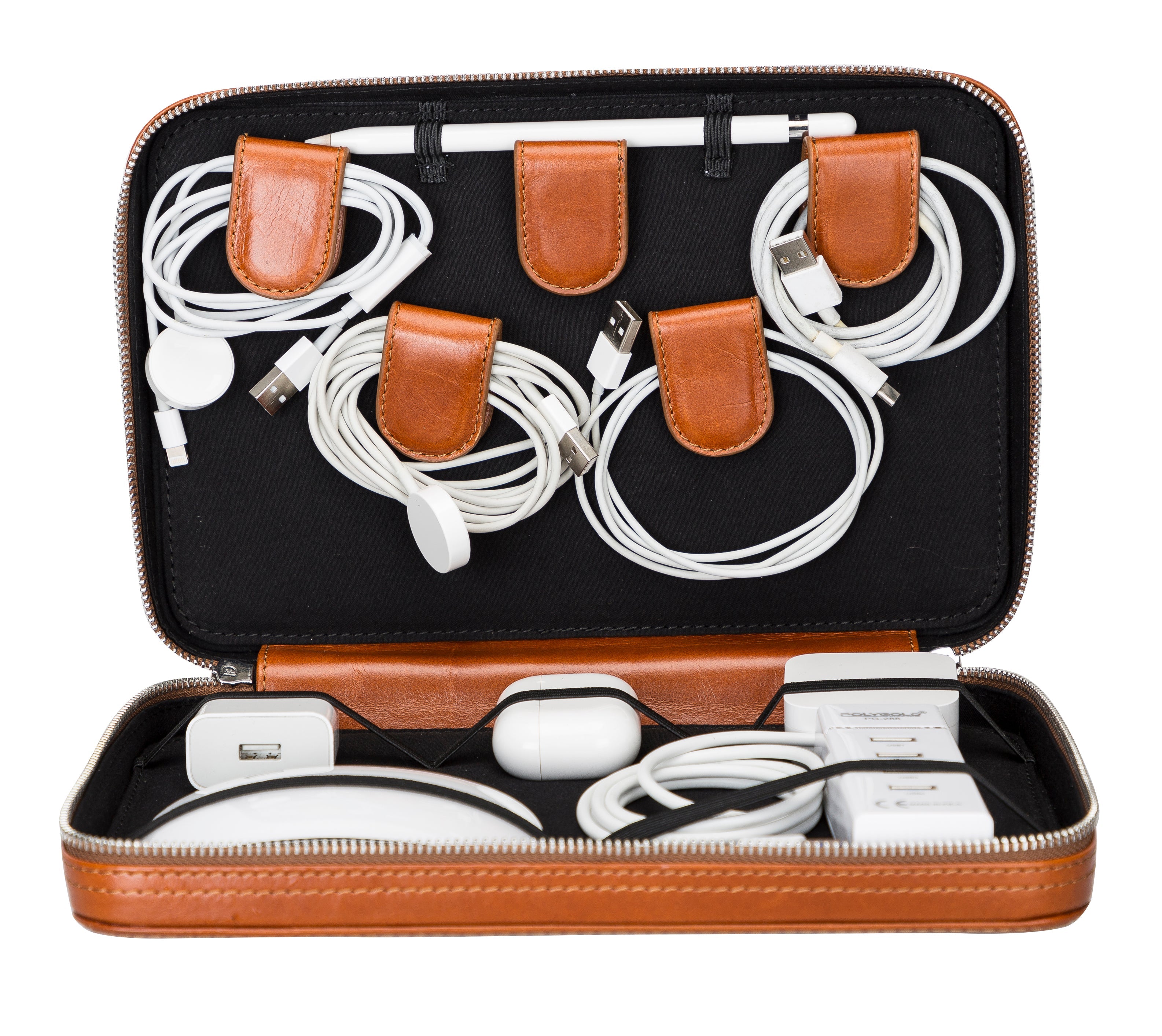 Orbex Genuine Leather Travel Cable Organizer