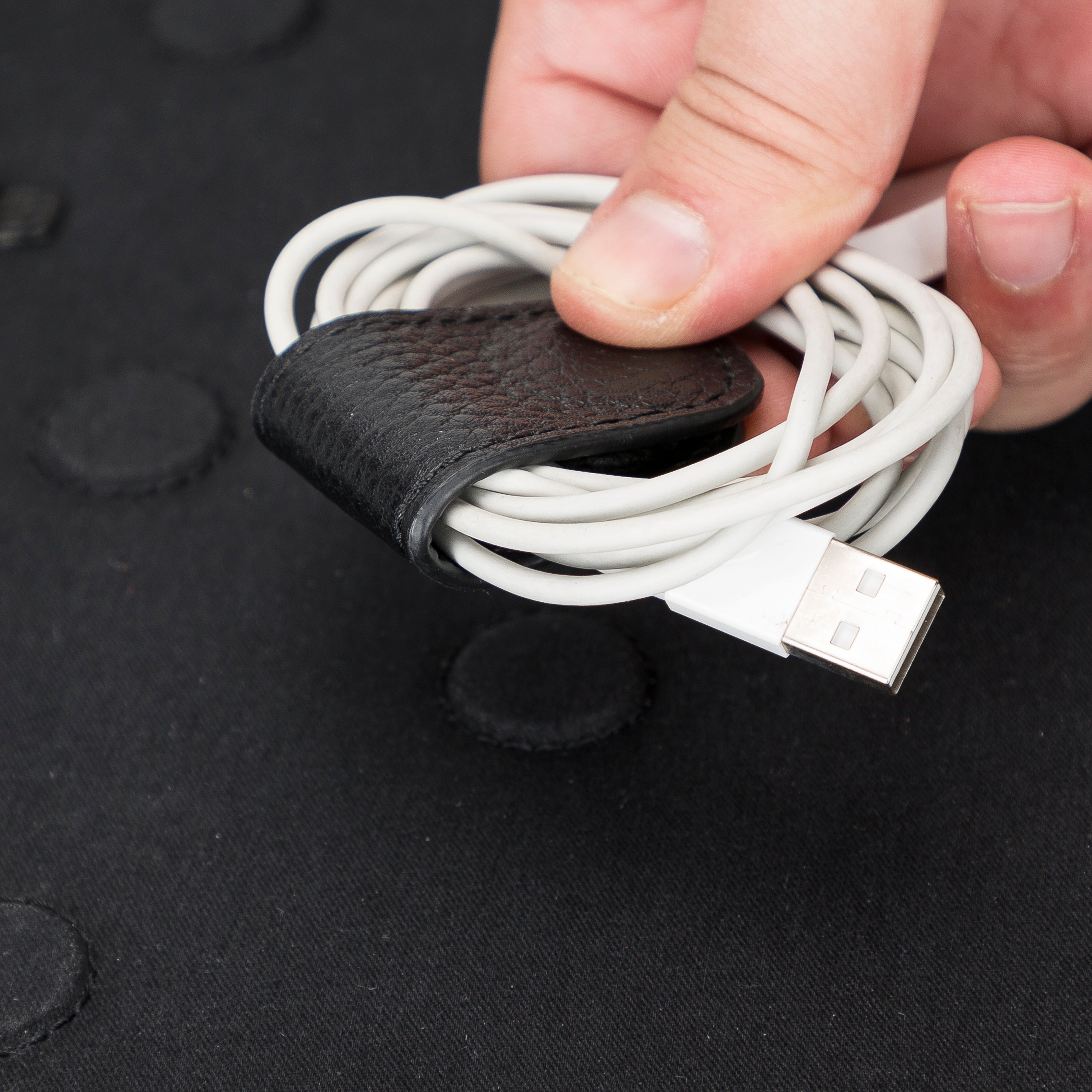 Orbex Genuine Leather Travel Cable Organizer