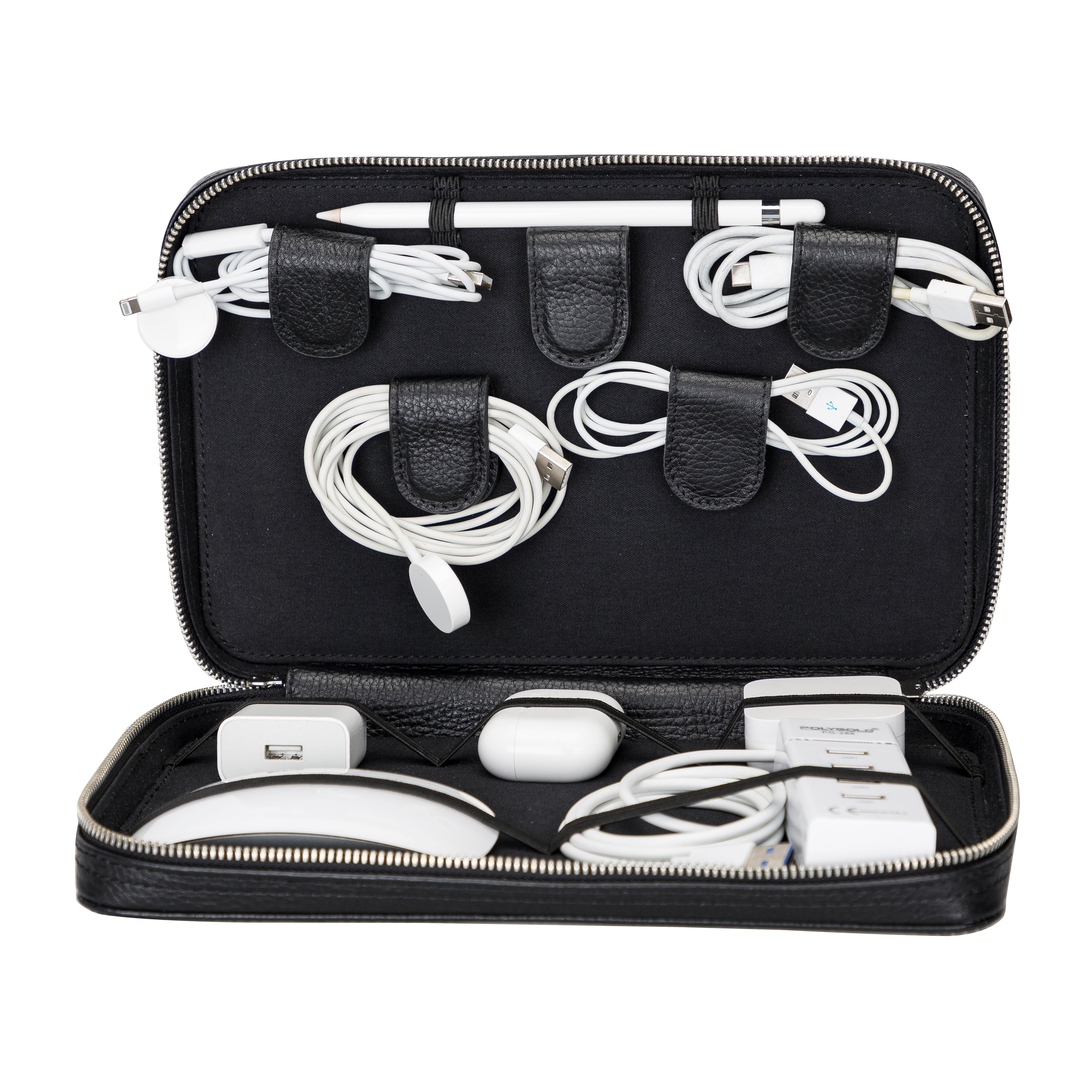 Orbex Genuine Leather Travel Cable Organizer