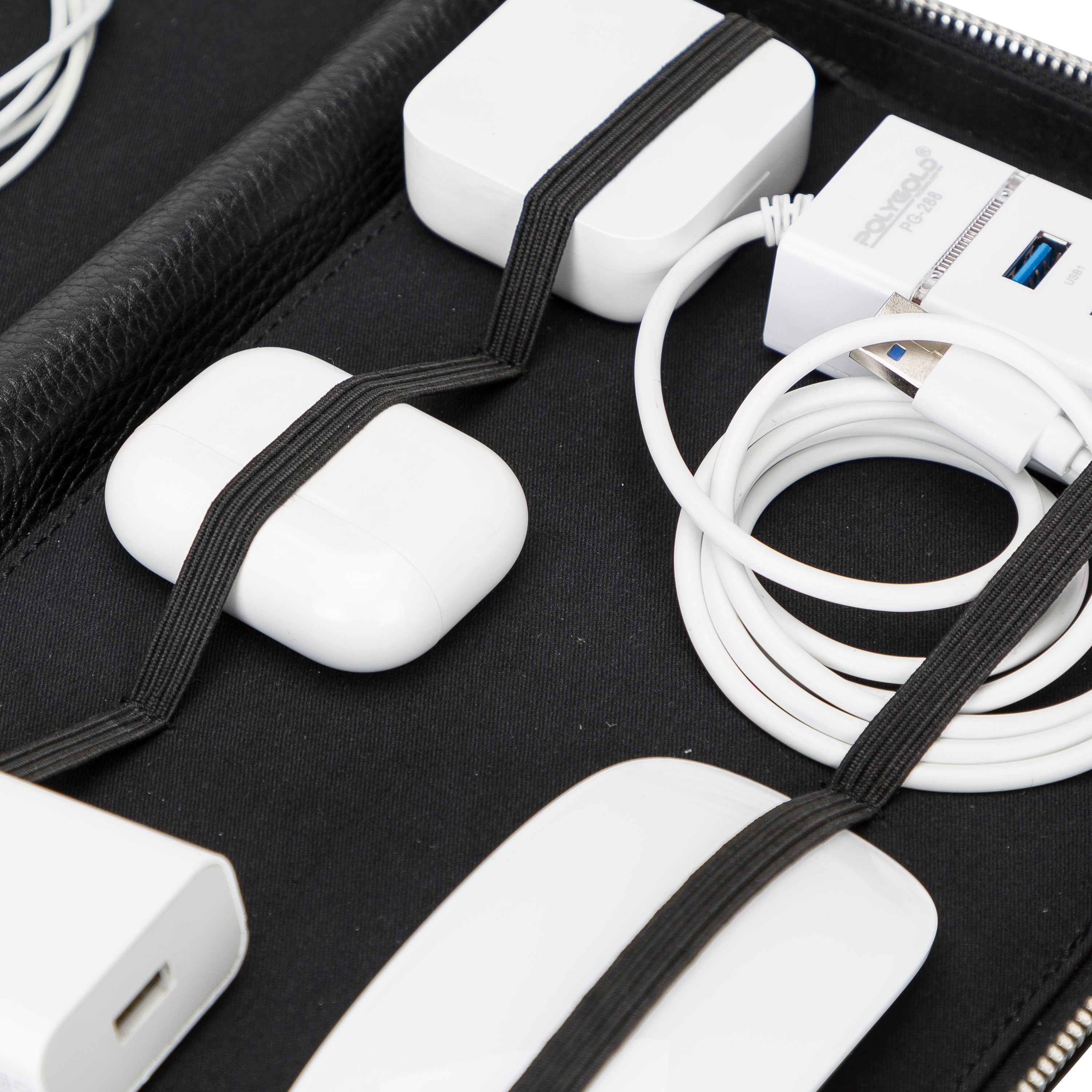 Orbex Genuine Leather Travel Cable Organizer