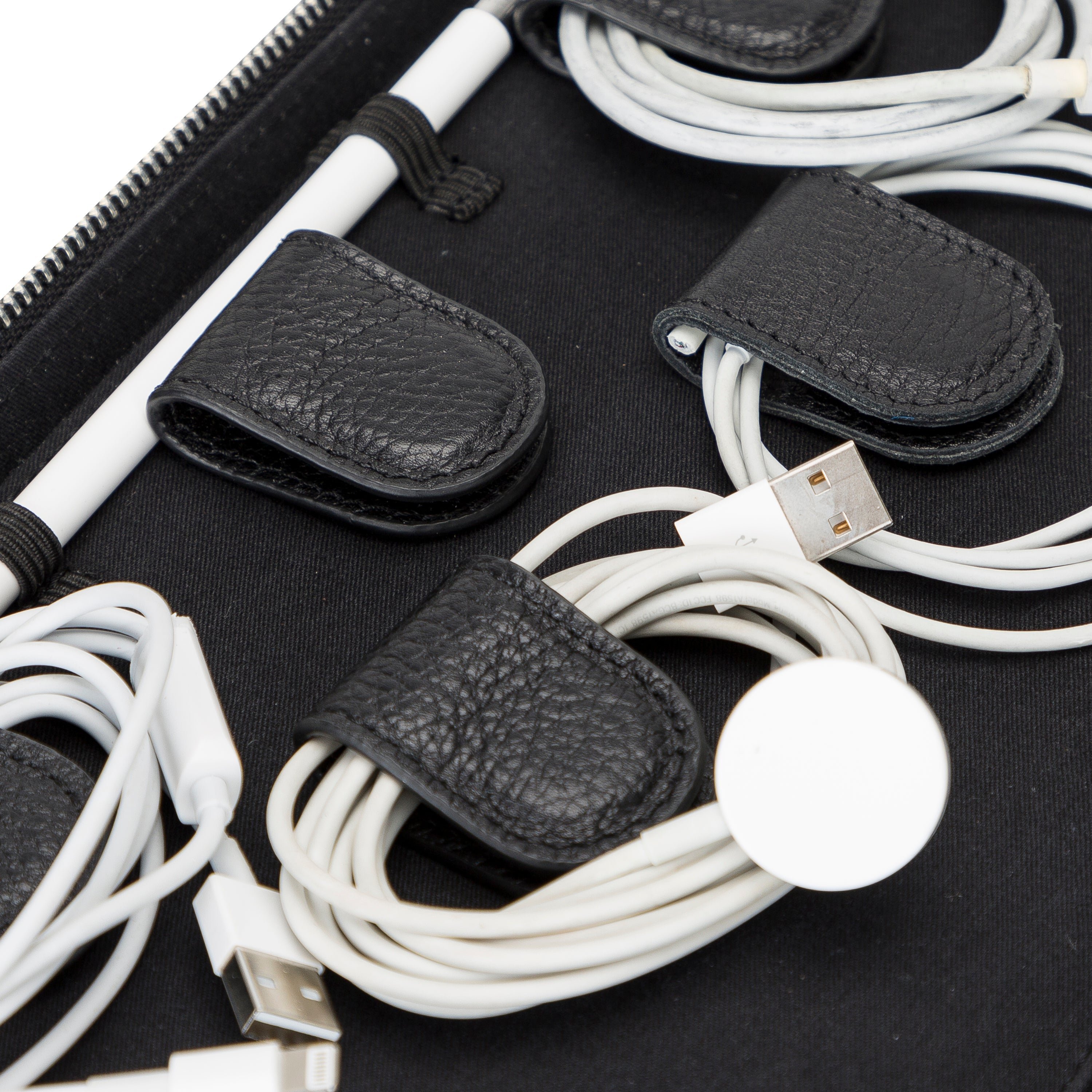 Orbex Genuine Leather Travel Cable Organizer