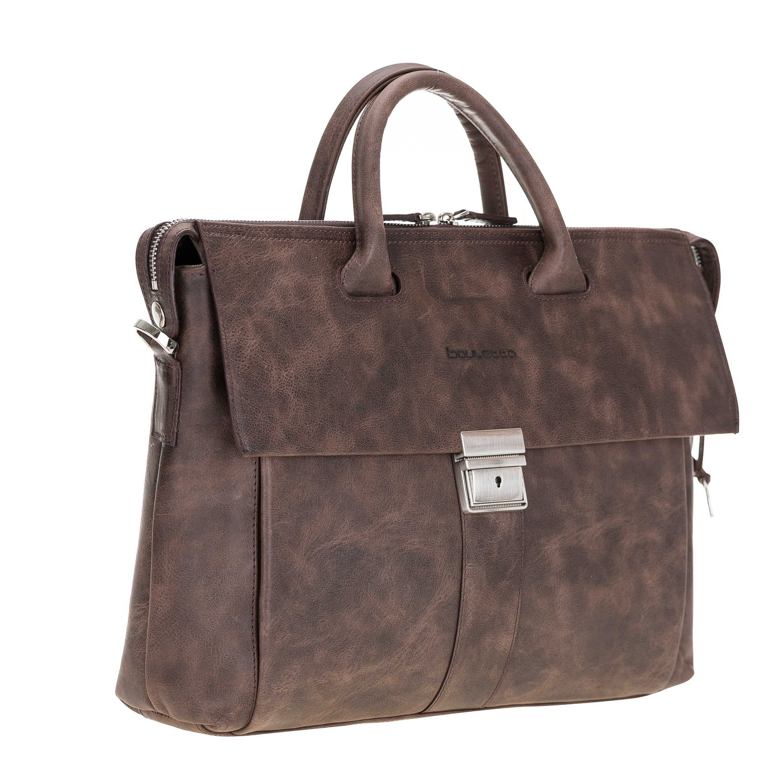 Wizard Genuine Leather Business Briefcase / Laptop Case 14"