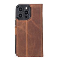Liluri Magnetic Detachable Leather Wallet Case for iPhone 15 Pro (6.1") - BROWN