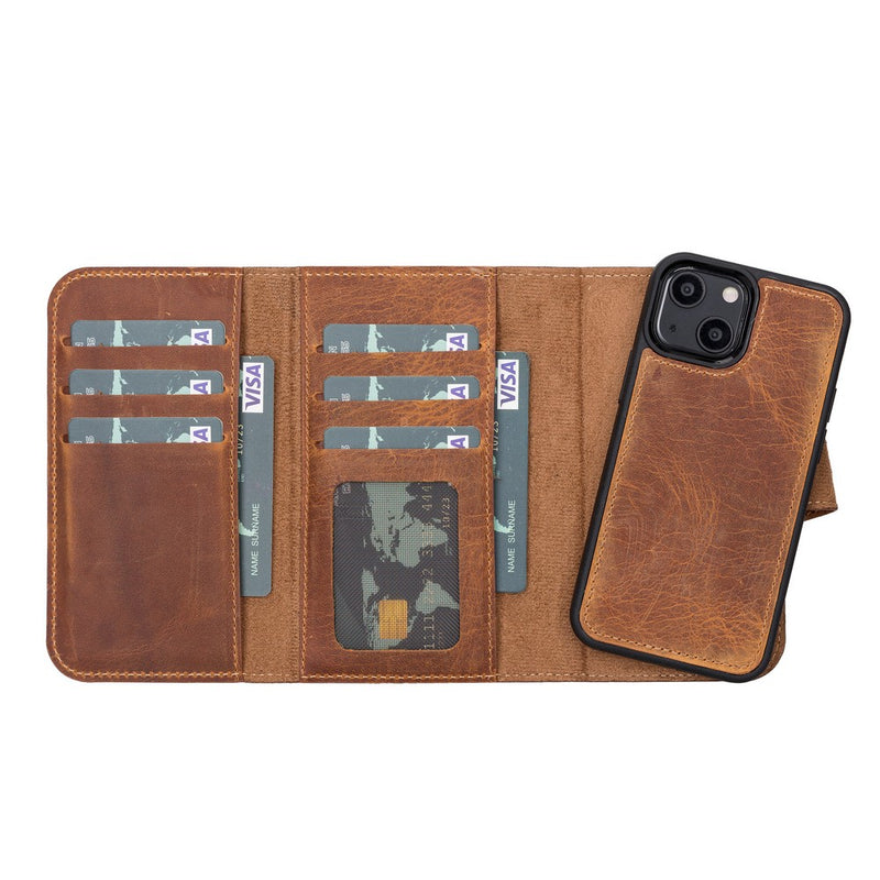 Santa iPhone 13 Mini Genuine Leather Detachable Wallet Case