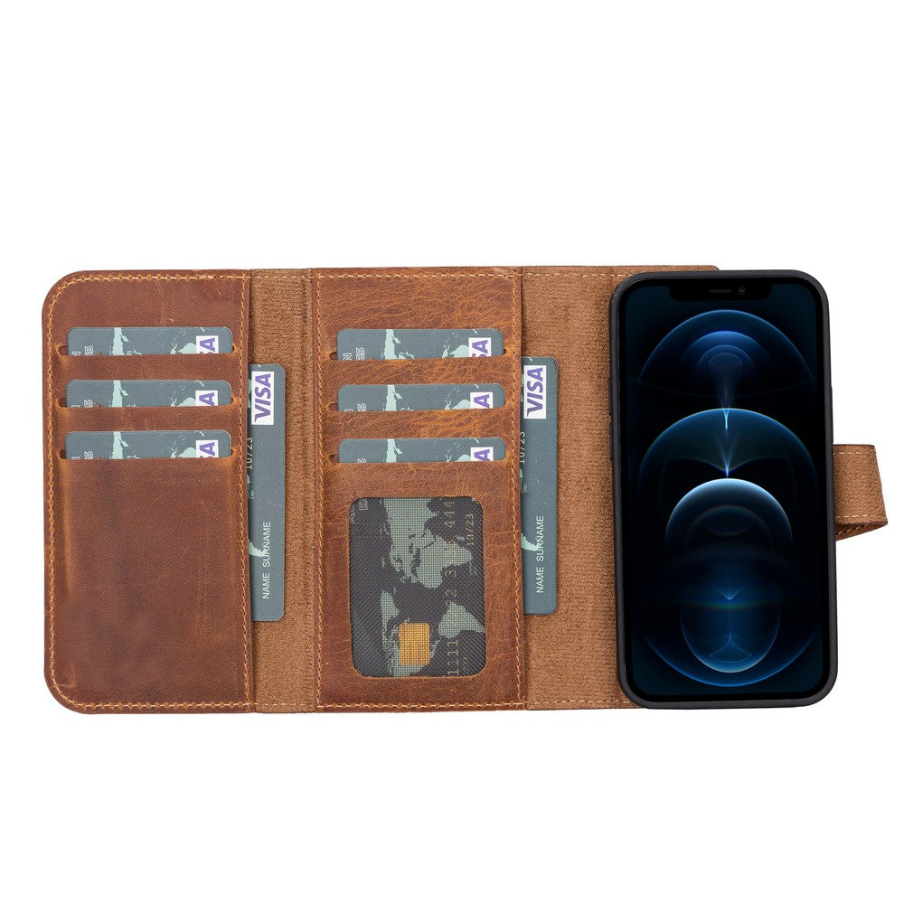 Santa iPhone 13 Mini Genuine Leather Detachable Wallet Case