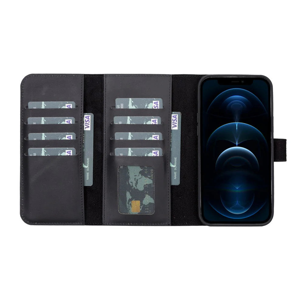 Santa iPhone 13 Pro Max Genuine Leather Detachable Wallet Case