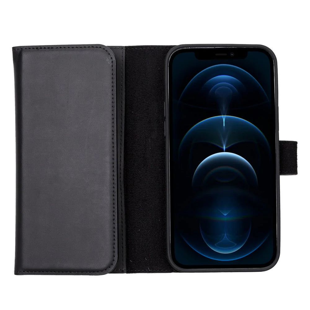 Santa iPhone 13 Pro Max Genuine Leather Detachable Wallet Case