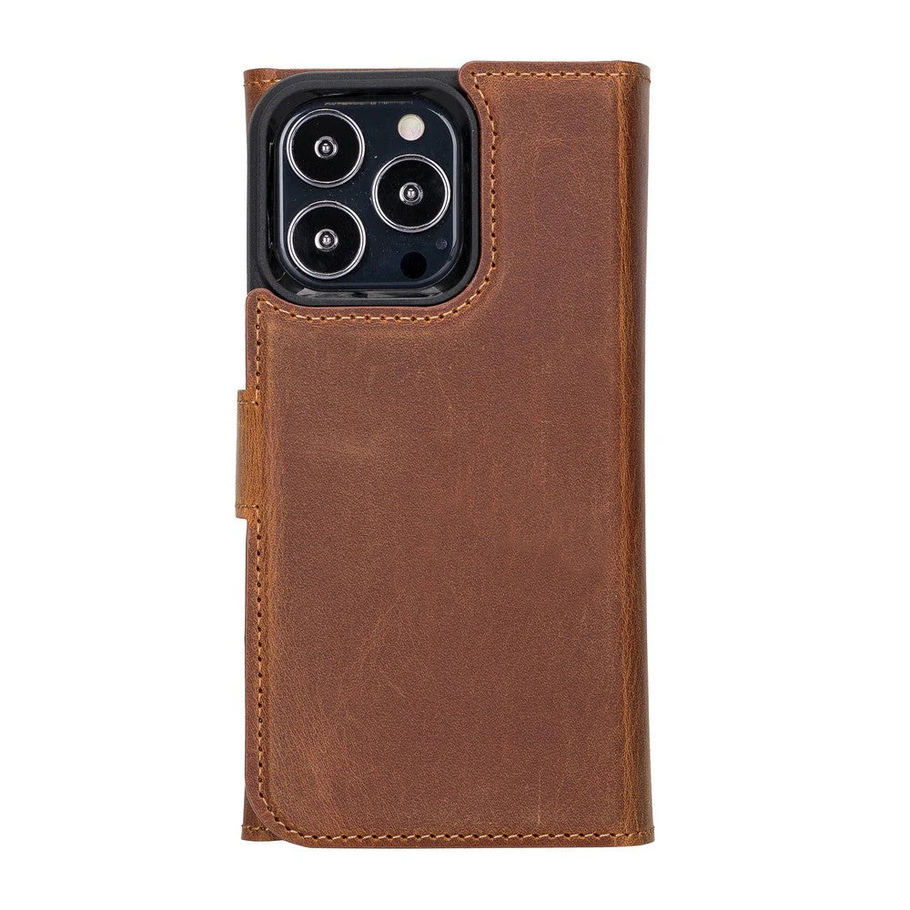 Santa iPhone 13 Pro Genuine Leather Detachable Wallet Case