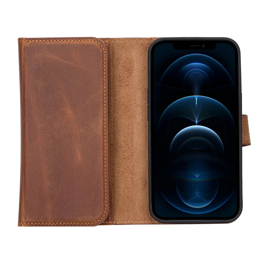 Santa iPhone 13 Pro Genuine Leather Detachable Wallet Case