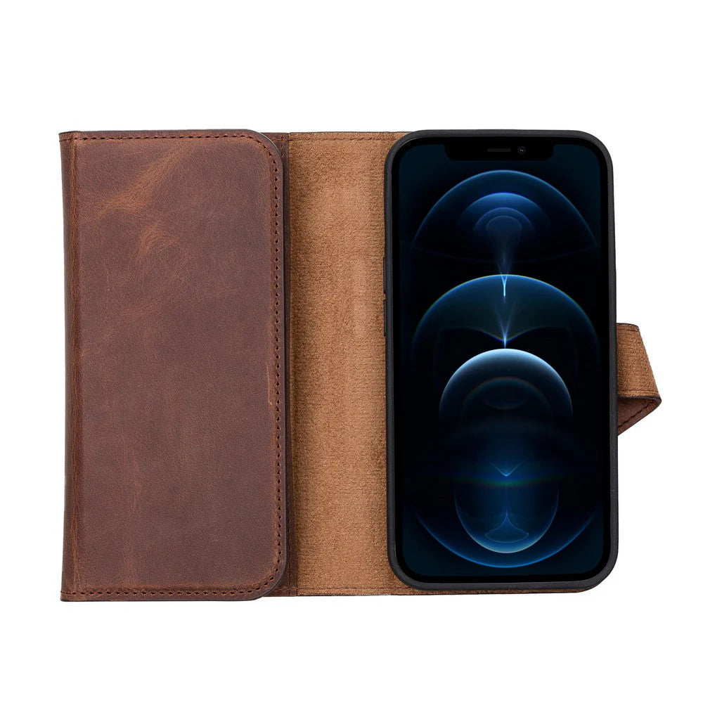 Santa iPhone 13 Pro Genuine Leather Detachable Wallet Case