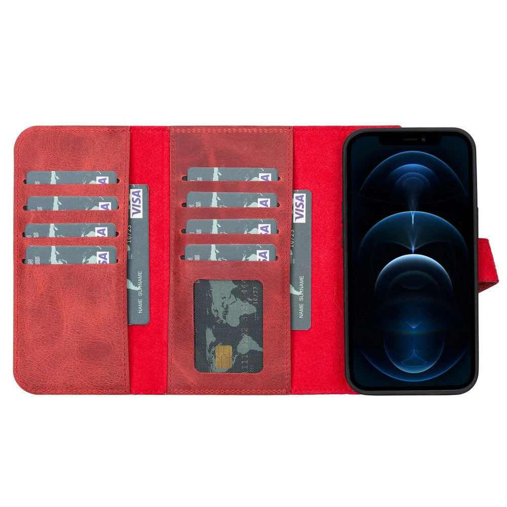 Santa iPhone 13 Pro Genuine Leather Detachable Wallet Case