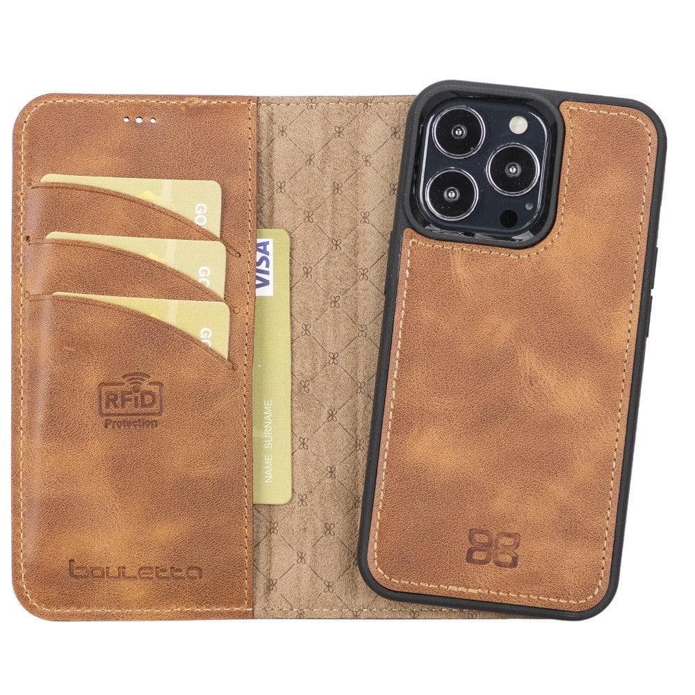 Magic iPhone 13 Pro Detachable Genuine Leather Wallet Case