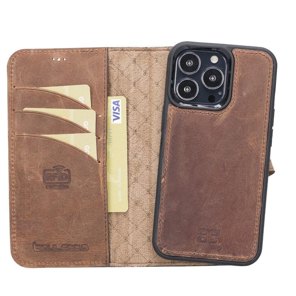 Magic iPhone 13 Detachable Genuine Leather Wallet Case