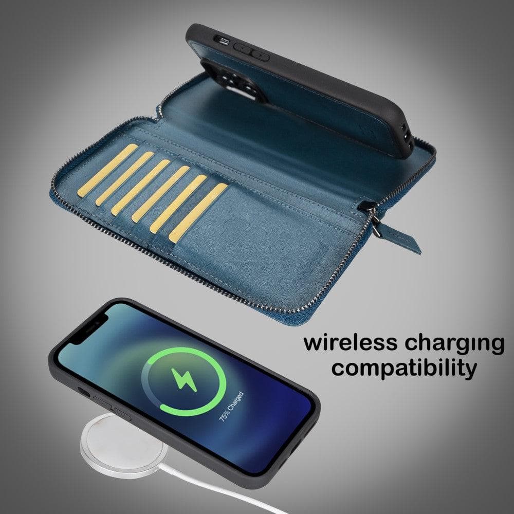 Pouch Magic iPhone 14 Plus Detachable Genuine Leather Wallet Case