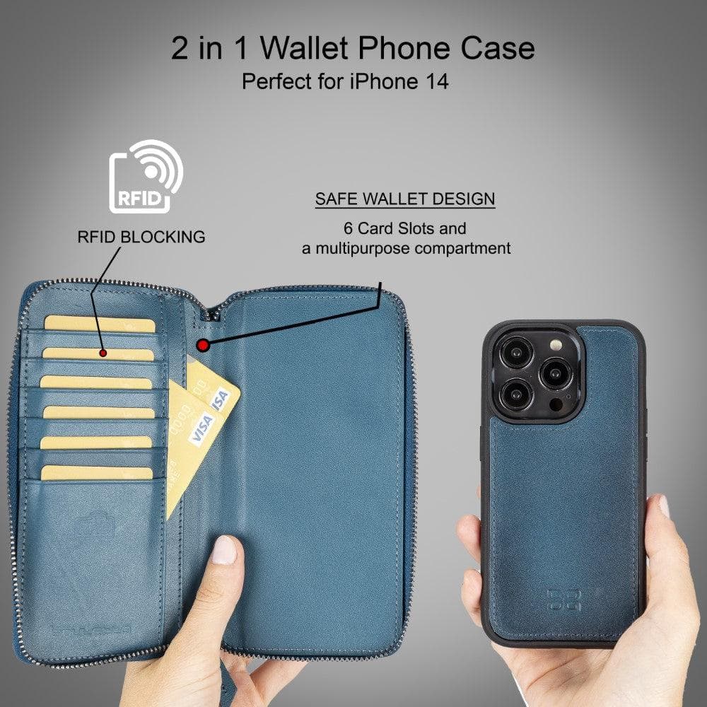 Pouch Magic iPhone 14 Pro Max Detachable Genuine Leather Wallet Case