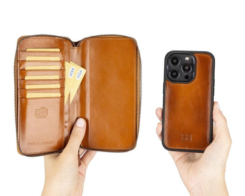 Pouch Magic iPhone 14 Plus Detachable Genuine Leather Wallet Case