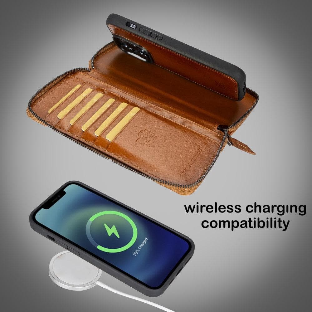 Pouch Magic iPhone 14 Detachable Genuine Leather Wallet Case