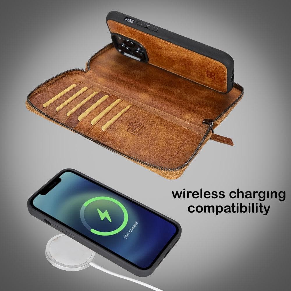 Pouch Magic iPhone 14 Detachable Genuine Leather Wallet Case