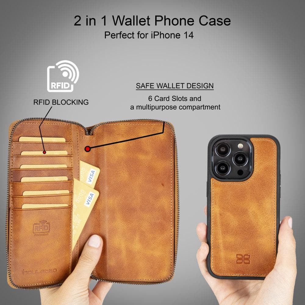 Pouch Magic iPhone 14 Pro Max Detachable Genuine Leather Wallet Case