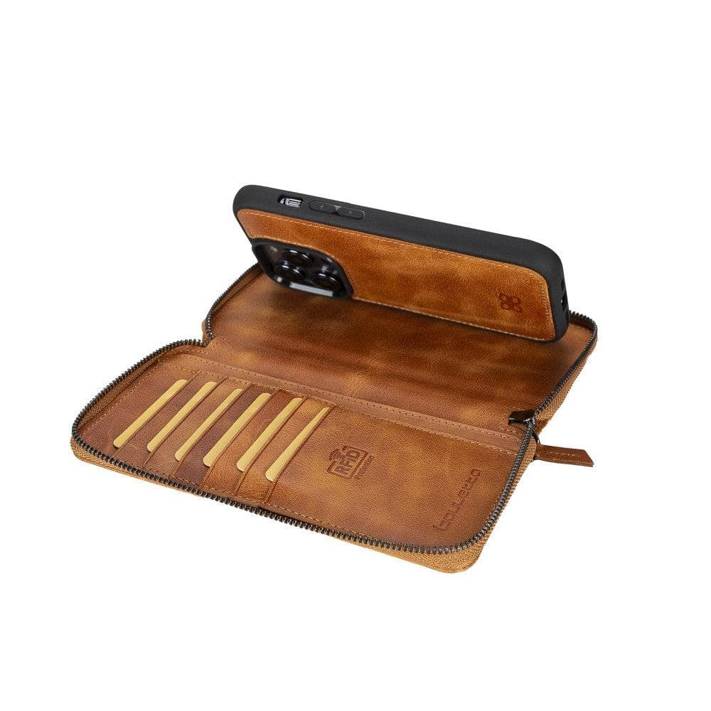 Pouch Magic iPhone 14 Plus Detachable Genuine Leather Wallet Case