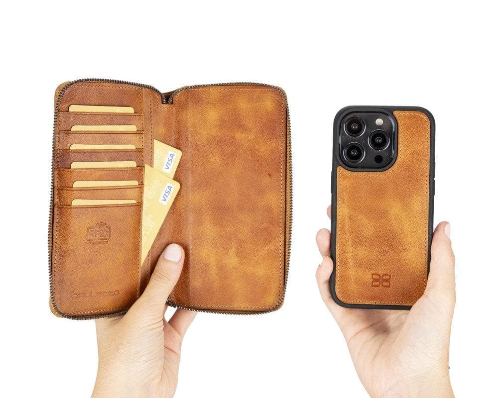 Pouch Magic iPhone 14 Detachable Genuine Leather Wallet Case