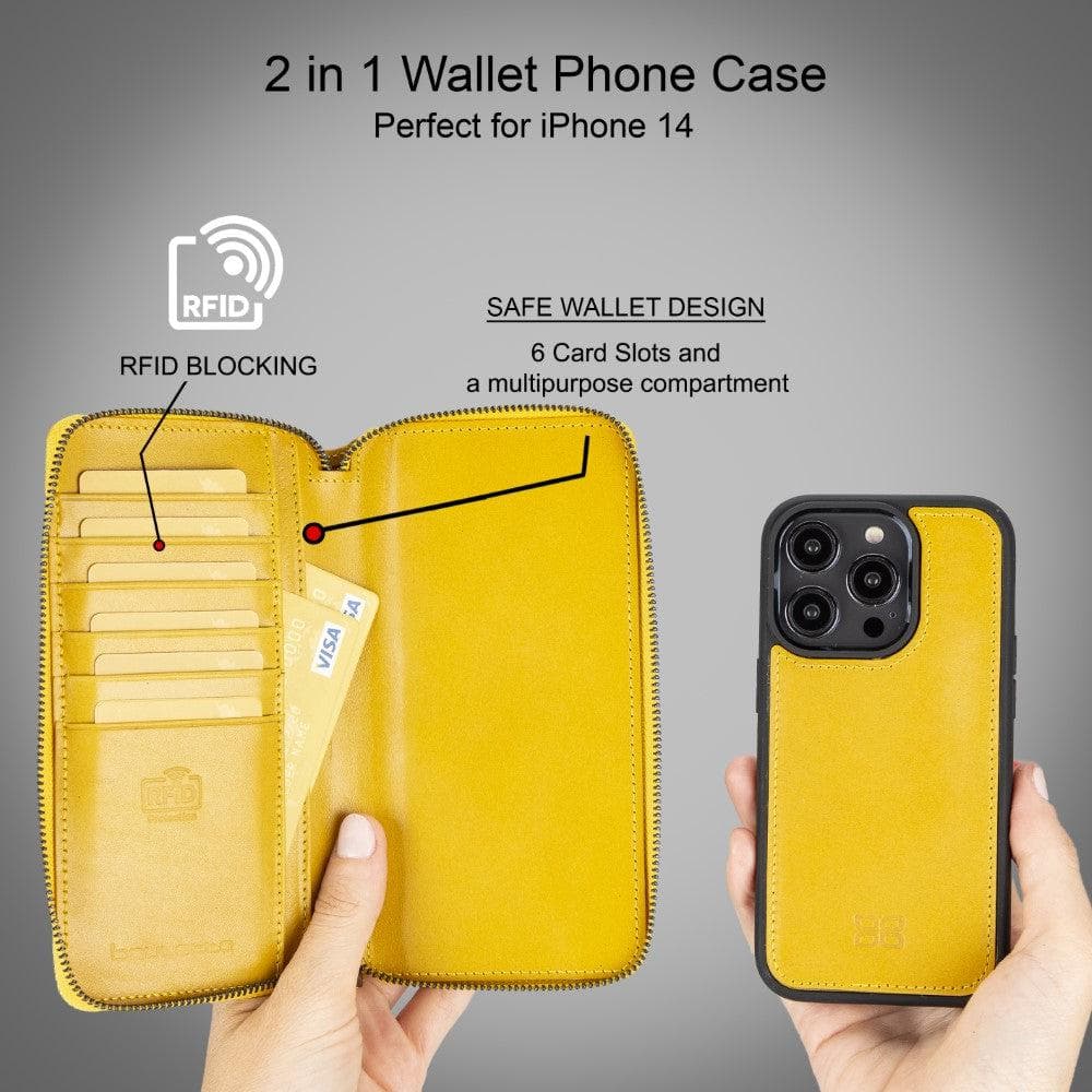 Pouch Magic iPhone 14 Pro Max Detachable Genuine Leather Wallet Case
