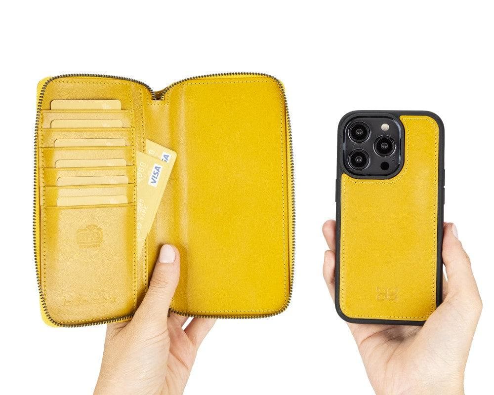 Pouch Magic iPhone 14 Detachable Genuine Leather Wallet Case