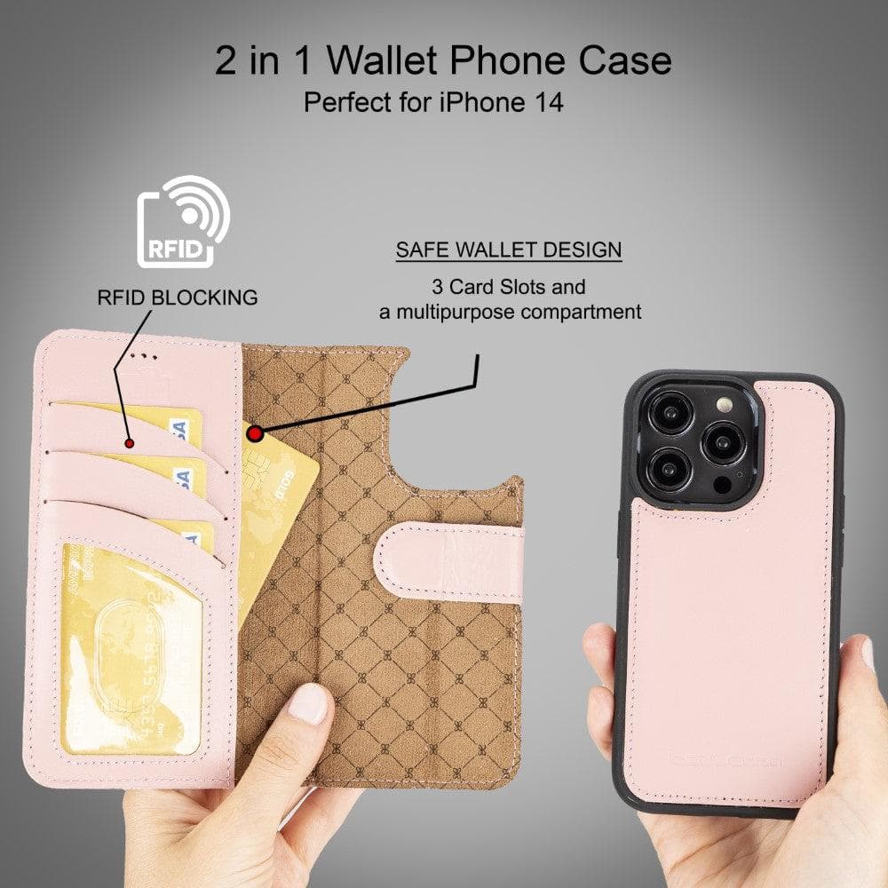 Magic iPhone 14 Pro Max Detachable Genuine Colorful Leather Wallet Case