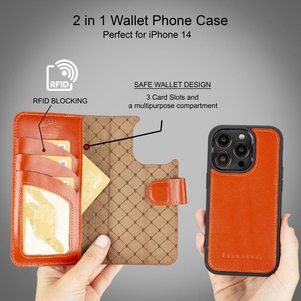 Magic iPhone 14 Detachable Genuine Colorful Leather Wallet Case