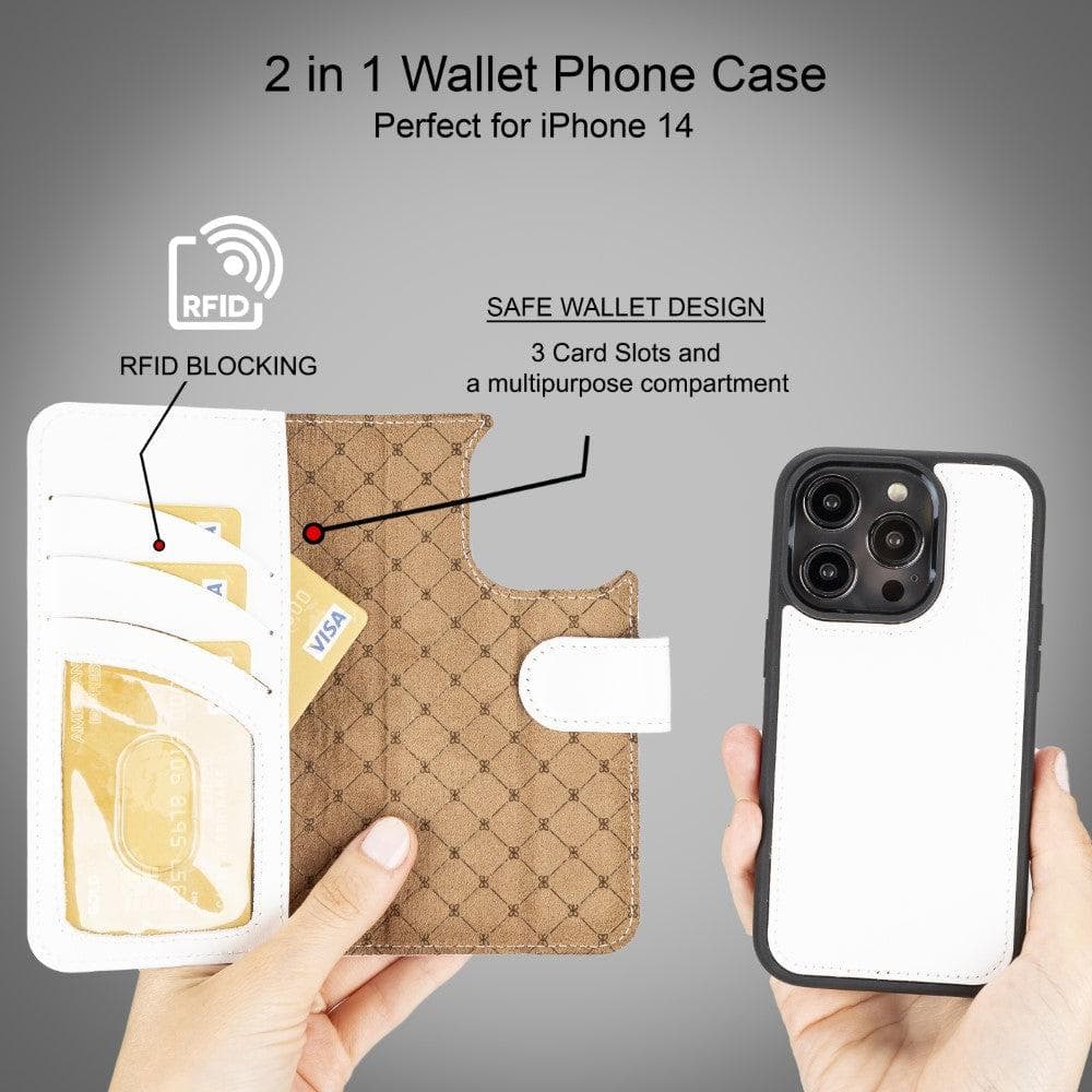 Magic iPhone 14 Pro Max Detachable Genuine Colorful Leather Wallet Case