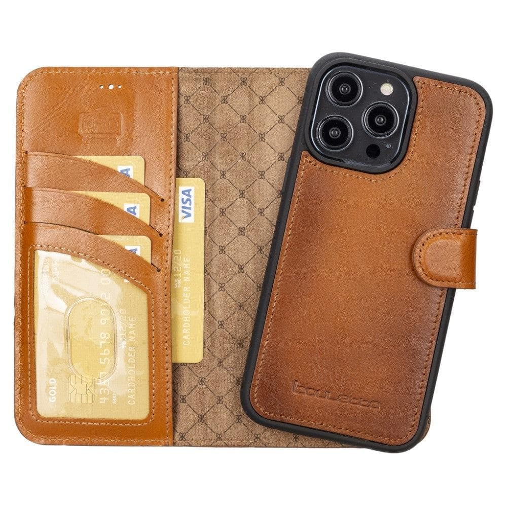Magic iPhone 14 Detachable Genuine Darker Color Leather Wallet Case