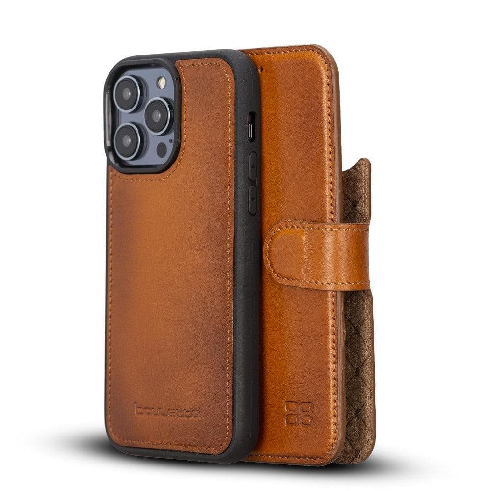 Magic iPhone 14 Pro Max Detachable Genuine Darker Color Leather Wallet Case