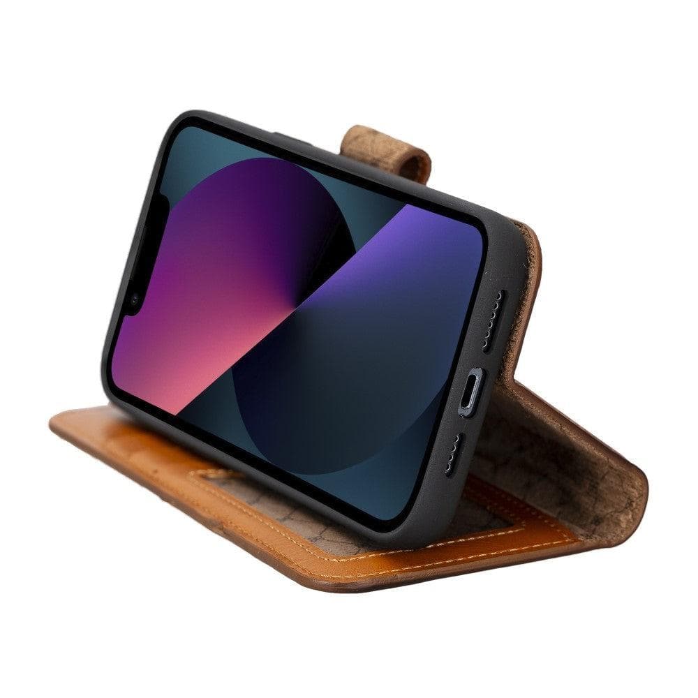 Magic iPhone 14 Pro Max Detachable Genuine Darker Color Leather Wallet Case