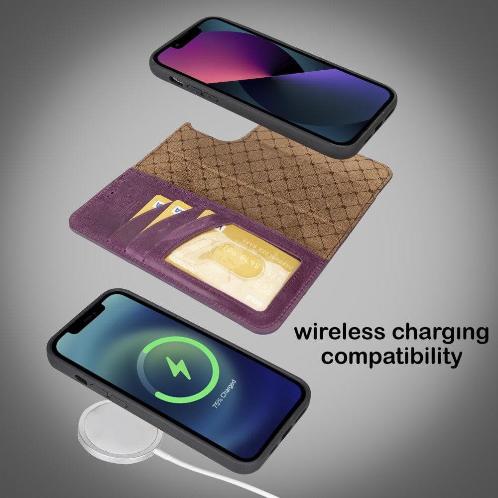 Magic iPhone 14 Plus Detachable Genuine Darker Color Leather Wallet Case