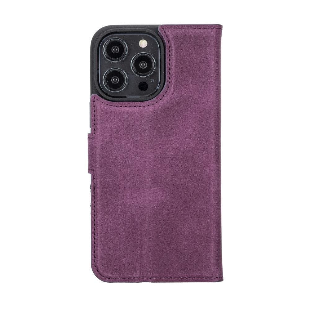 Magic iPhone 14 Pro Max Detachable Genuine Darker Color Leather Wallet Case