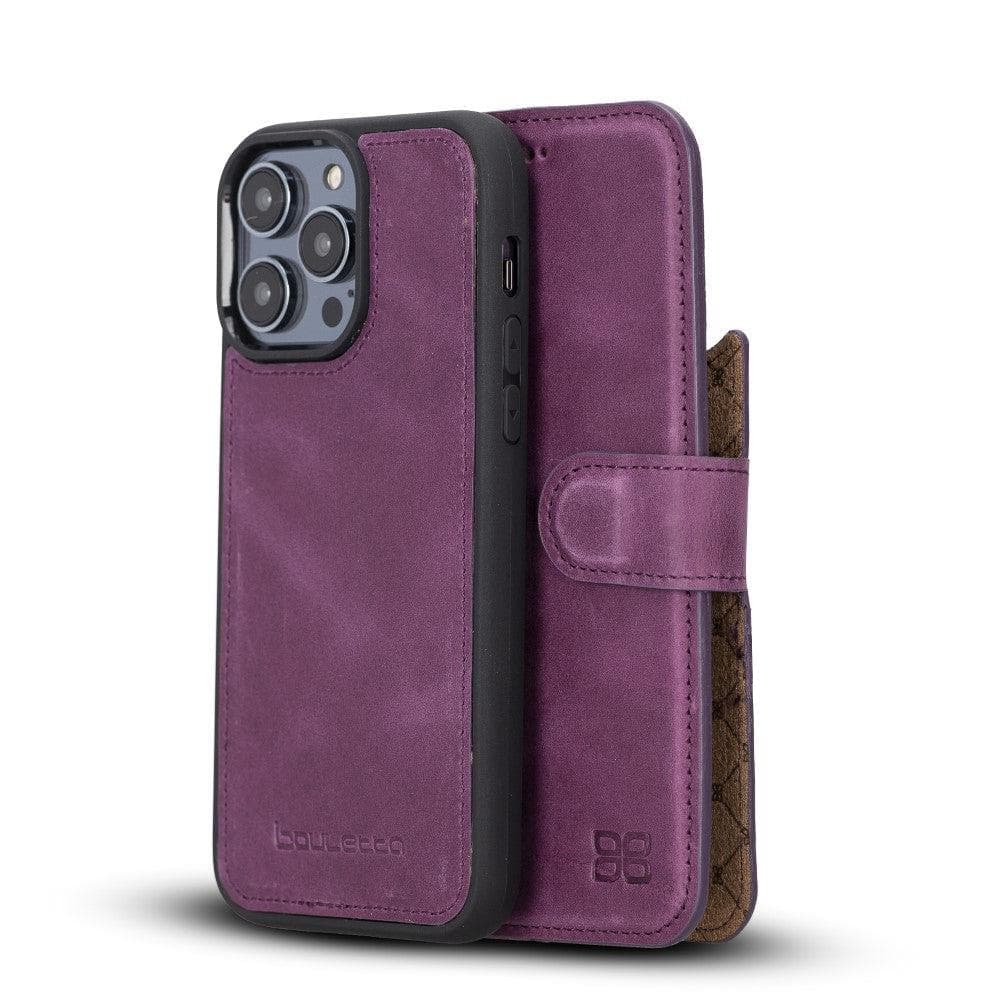 Magic iPhone 14 Pro Max Detachable Genuine Darker Color Leather Wallet Case