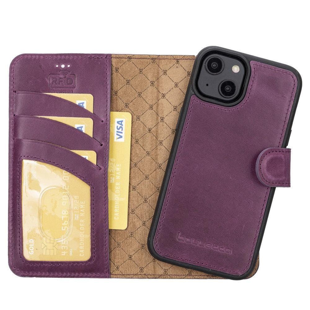 Magic iPhone 14 Pro Max Detachable Genuine Darker Color Leather Wallet Case