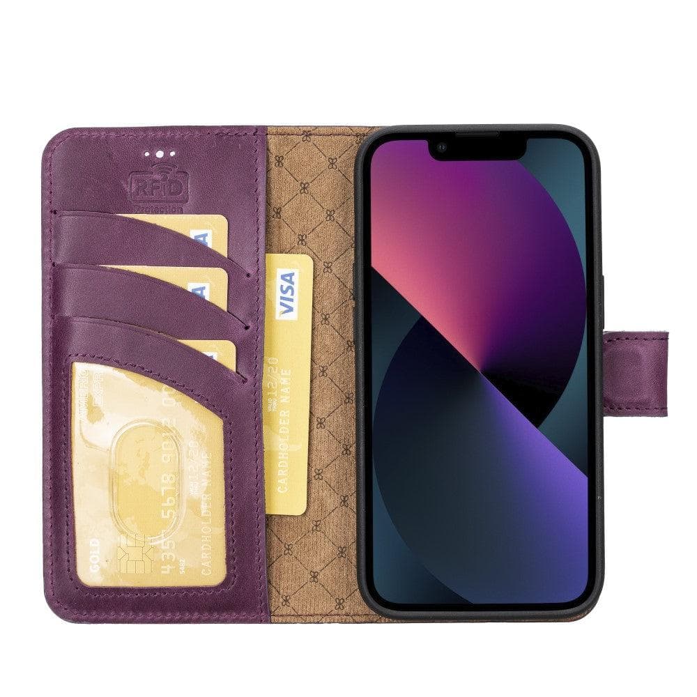 Magic iPhone 14 Pro Max Detachable Genuine Darker Color Leather Wallet Case