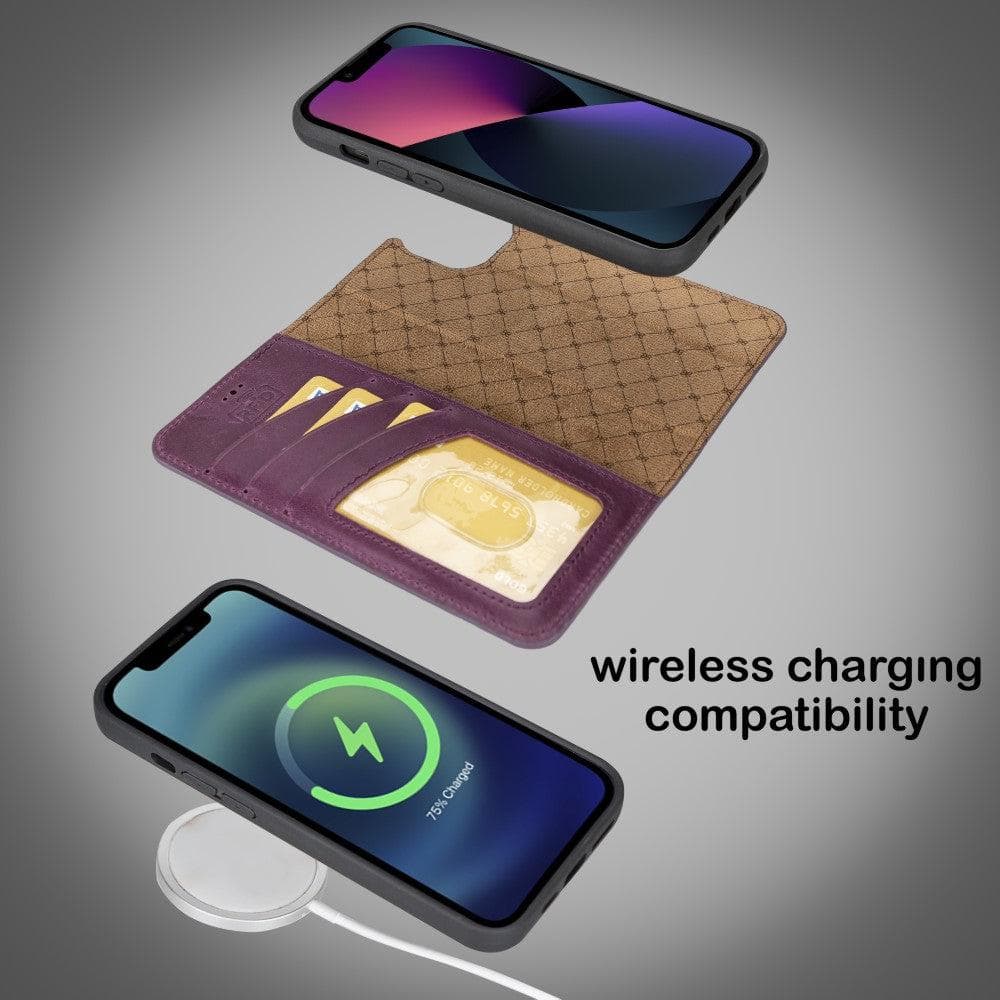 Magic iPhone 14 Detachable Genuine Darker Color Leather Wallet Case