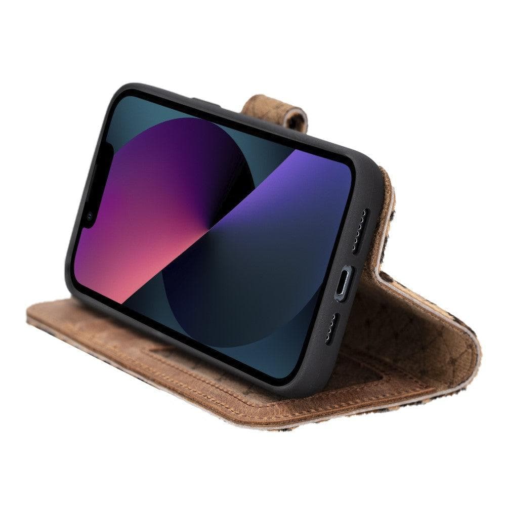 Magic iPhone 14 Detachable Genuine Darker Color Leather Wallet Case