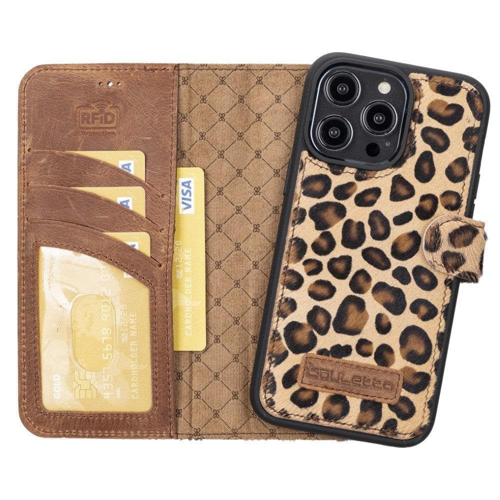 Magic iPhone 14 Pro Max Detachable Genuine Darker Color Leather Wallet Case