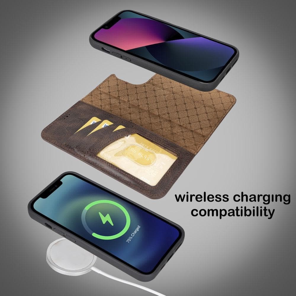 Magic iPhone 14 Pro Max Detachable Genuine Darker Color Leather Wallet Case