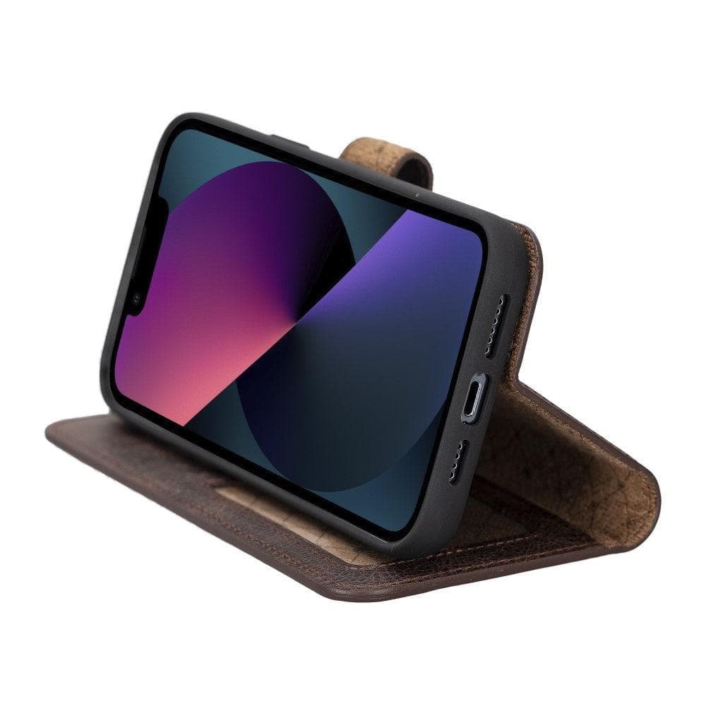 Magic iPhone 14 Pro Max Detachable Genuine Darker Color Leather Wallet Case