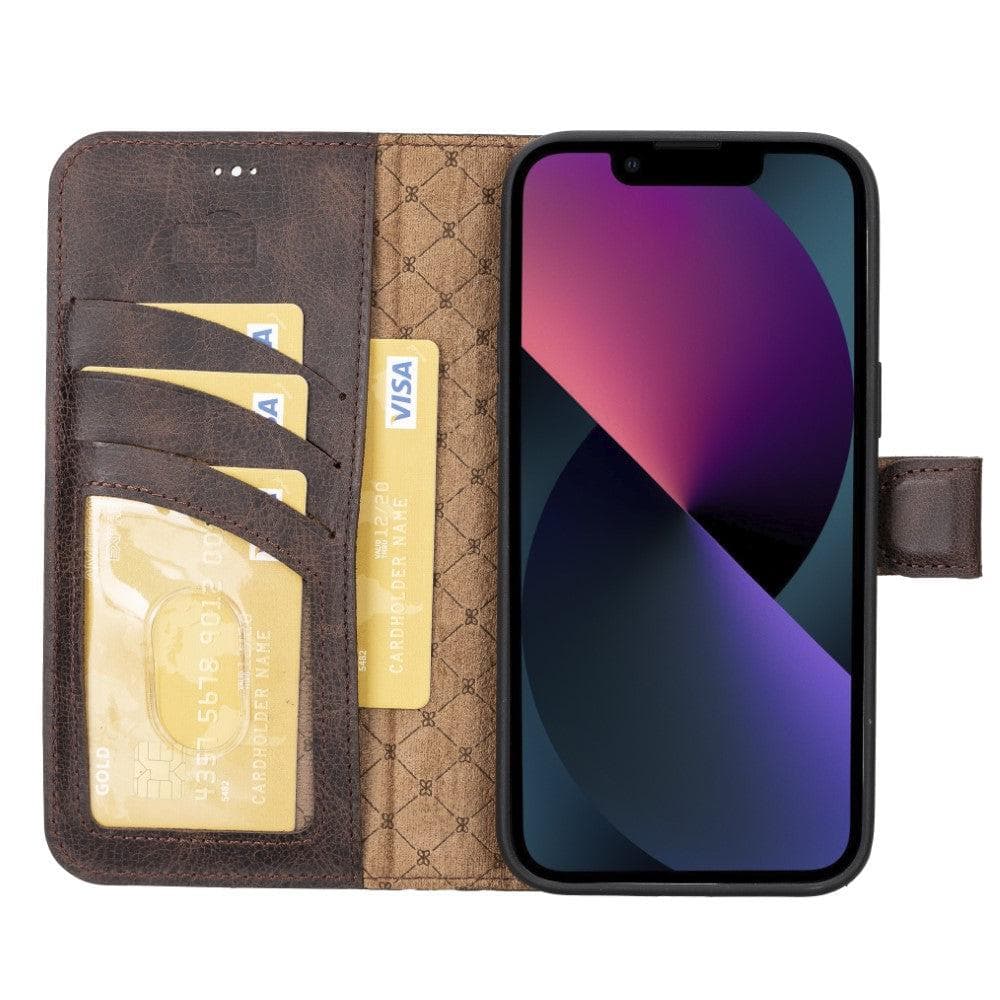 Magic iPhone 14 Pro Max Detachable Genuine Darker Color Leather Wallet Case