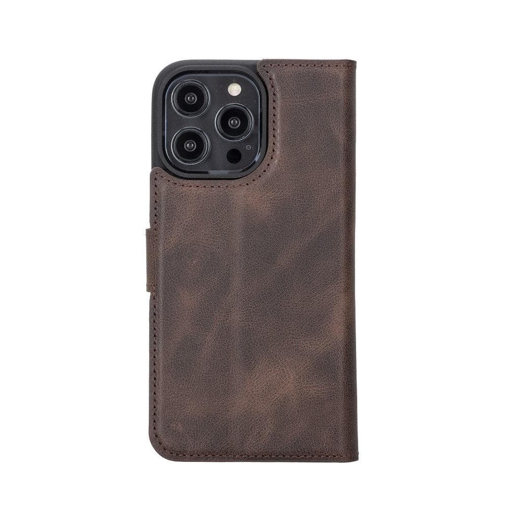 Magic iPhone 14 Pro Max Detachable Genuine Darker Color Leather Wallet Case
