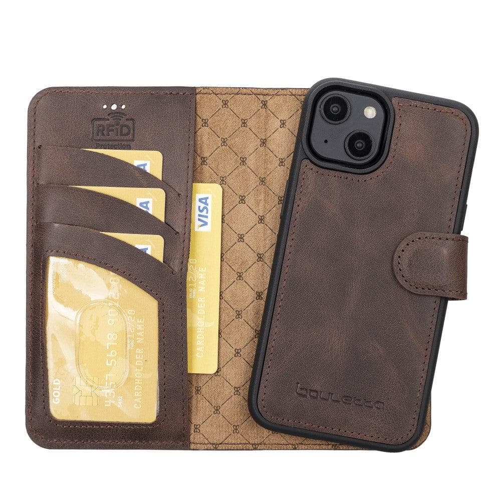 Magic iPhone 14 Pro Max Detachable Genuine Darker Color Leather Wallet Case